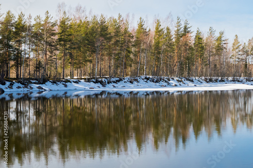 Spring landscape on the river Kymijoki, Kouvola, Finland