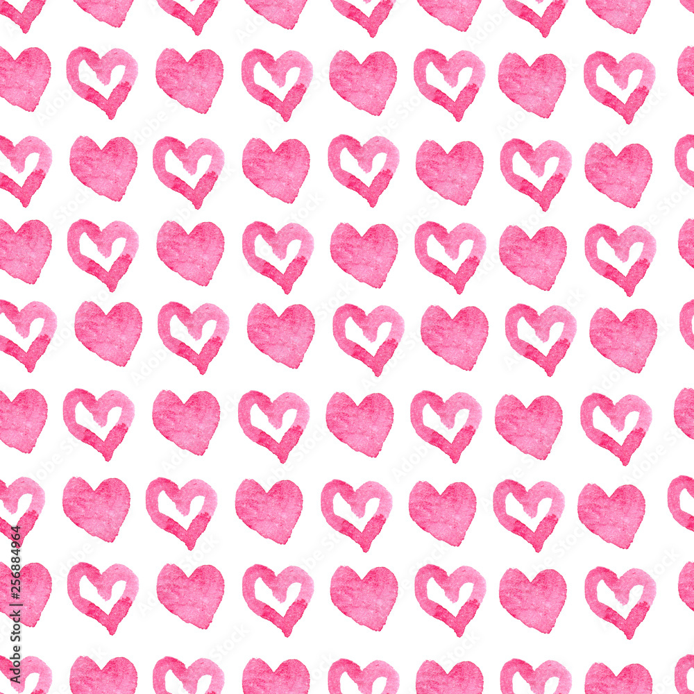 hand drawn seamless pink hearts background