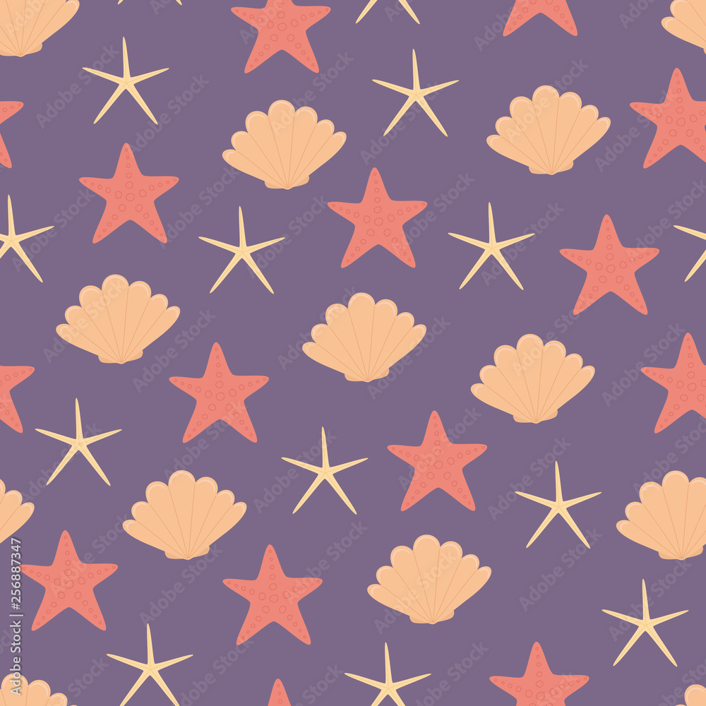 Sea or ocean life vector seamless pattern Sea or ocean life vector seamless pattern