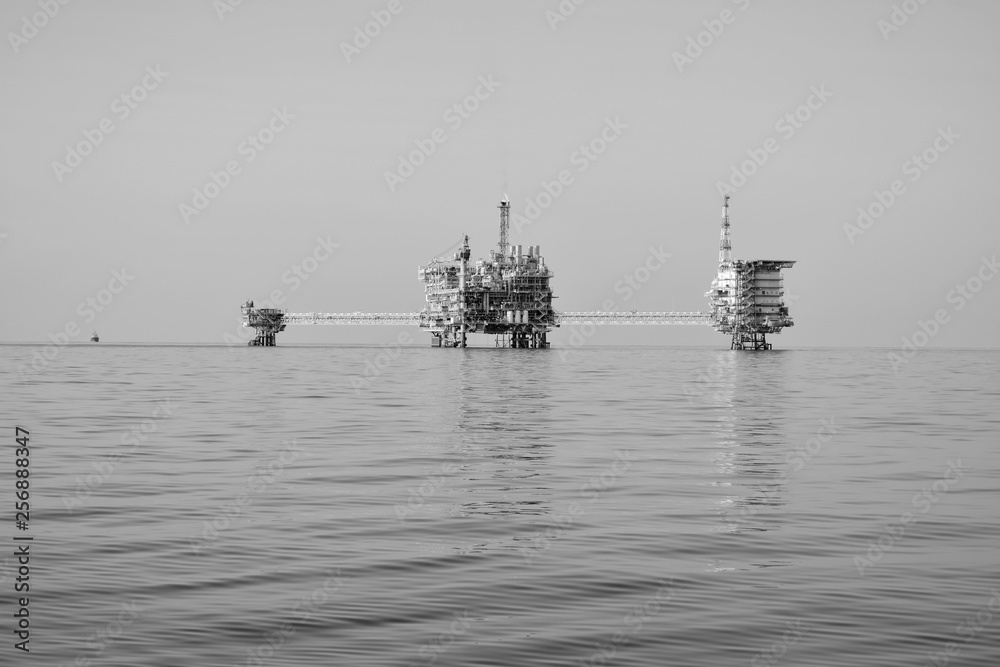 Oil and gas offshore platform 2019.Black&White 