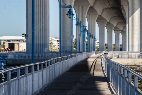 Pedestrian walkway under the Roosevelt Bridge in Stuart, Florida