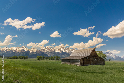 Historic  T.A. Moulton barn located on Mormon Row in the Grand Teton National Park