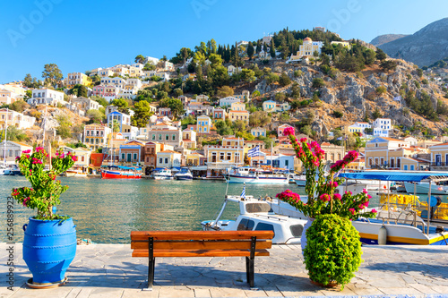 Obraz na płótnie typical greek landscape in Symi island, Dodecanese, Greece w salonie