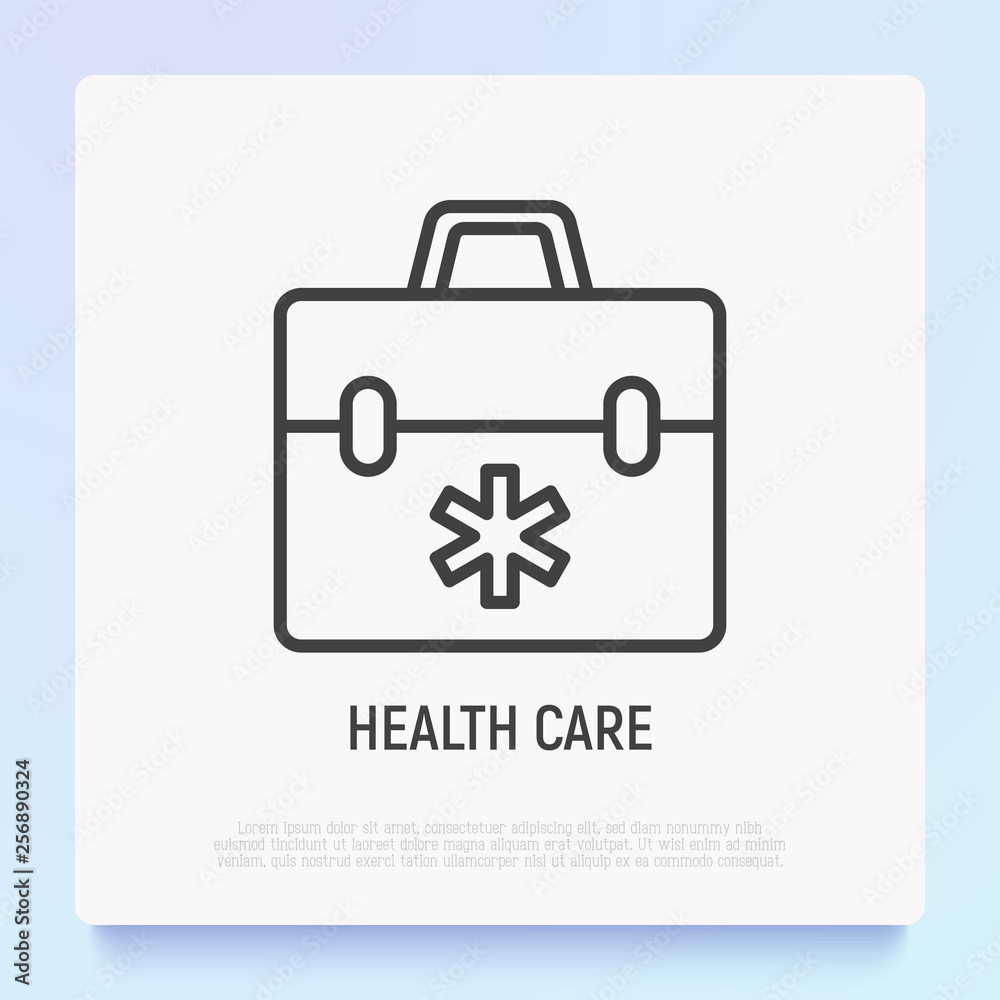 First AID bag thin line icon. Emergency kit vector illustration. First AID bag thin line icon. Emergency kit vector illustration.