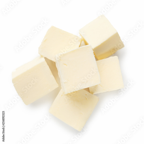 Cubes of butter on white
