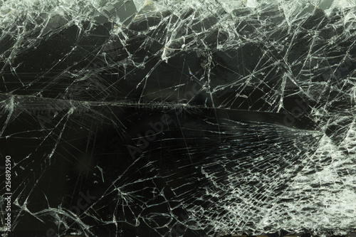 The texture of broken glass closeup.