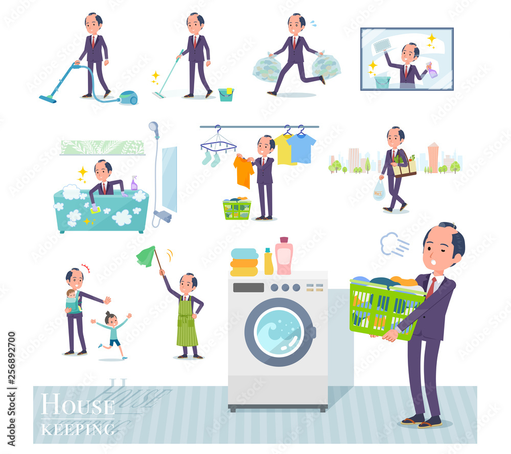 Fototapeta premium flat type samurai Businessman_housekeeping
