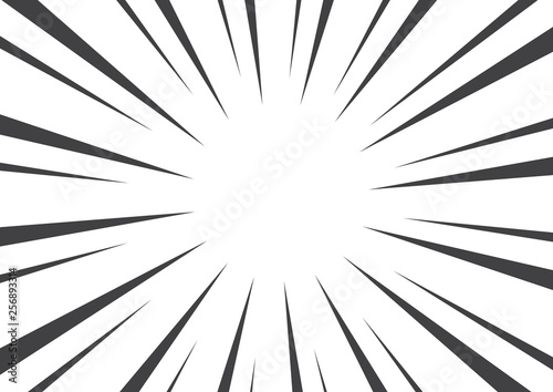 Black and white pop art abstract background with sunbeams. Vector illustration