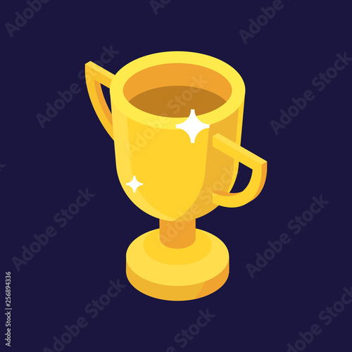Trophy or award for champion, isometric vector illustration. Isolated on white background. Cup icon, winner and competition