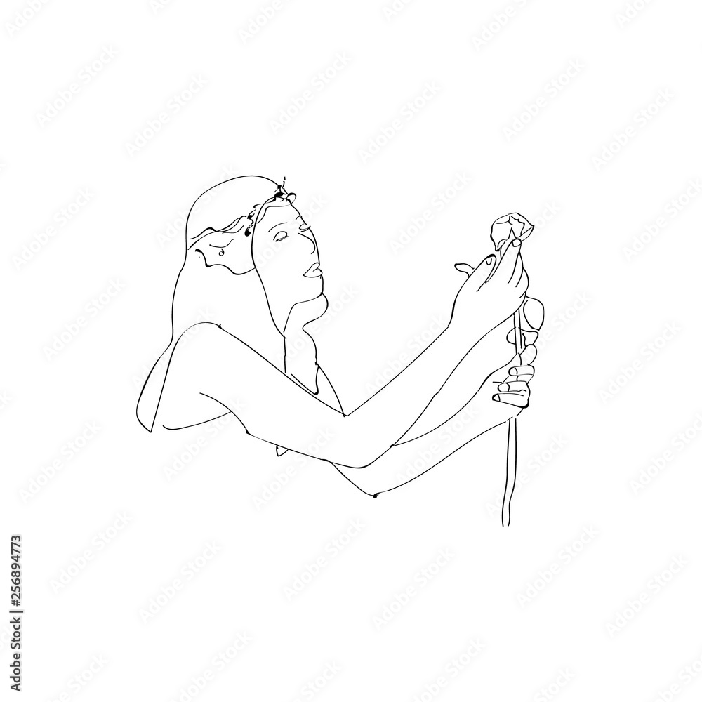 woman face with rose flower. Continuous line drawing. Vector illustration. woman face with rose flower. Continuous line drawing. Vector illustration.
