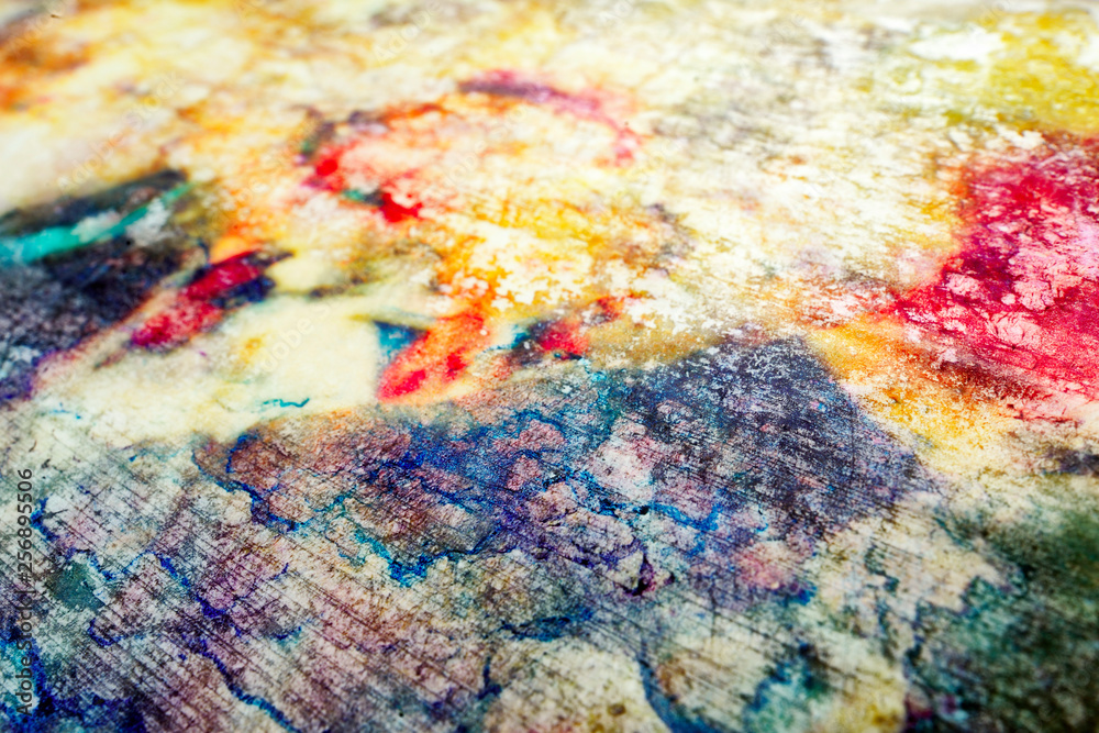 Pastel texture..Sheet on paper sozzled by colorful inks. Abstract colorful background with textured effect.