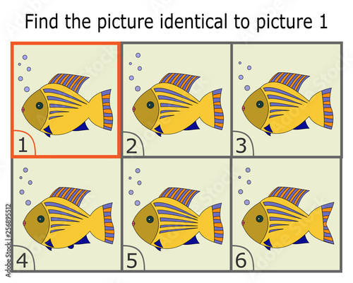 Illustration of Finding Two Identical Pictures. Educational Game for Children. Find the Same.