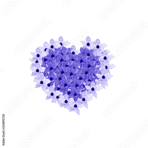 Watercolor violet flowers heart