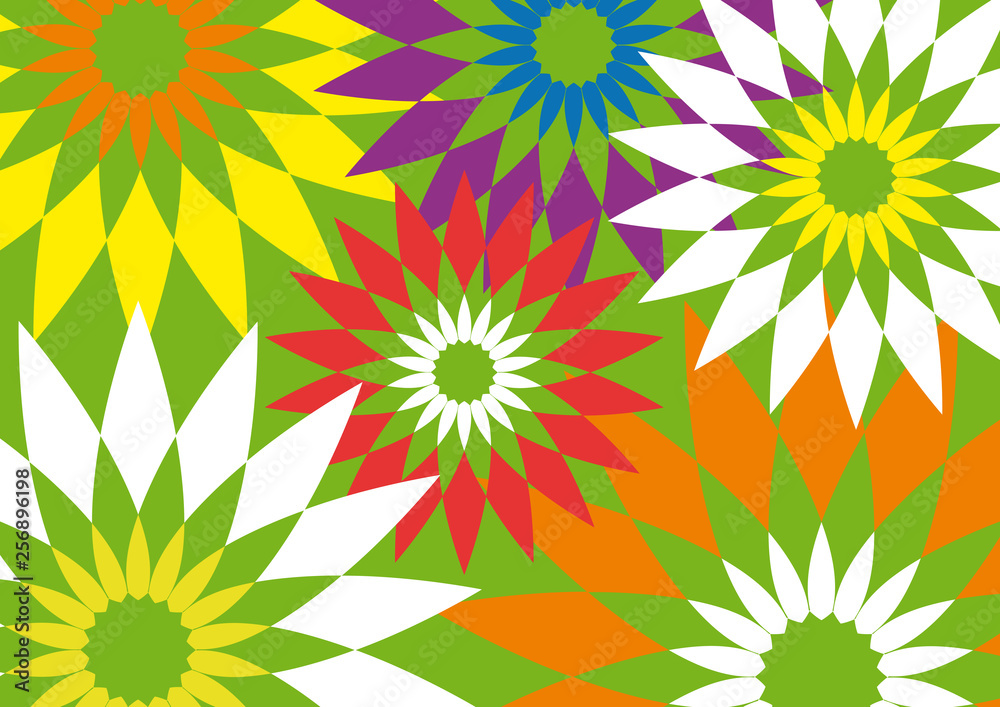 Vector retro flower. Spring  background. Abstract shapes