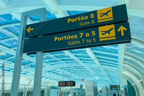 RIO DE JANEIRO, BRAZIL - March 22: Santos Dumont Airport on March 22, 2014 in Rio de Janeiro, Brazil. Santos Dumont Airport is a domestic airport in Rio de Janeiro. - Imagem photo