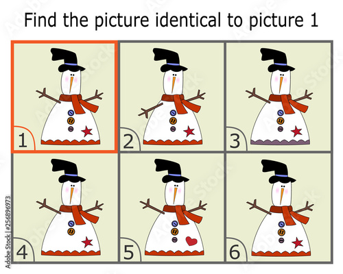 Illustration of Finding Two Identical Pictures. Educational Game for Children. Find the Same.