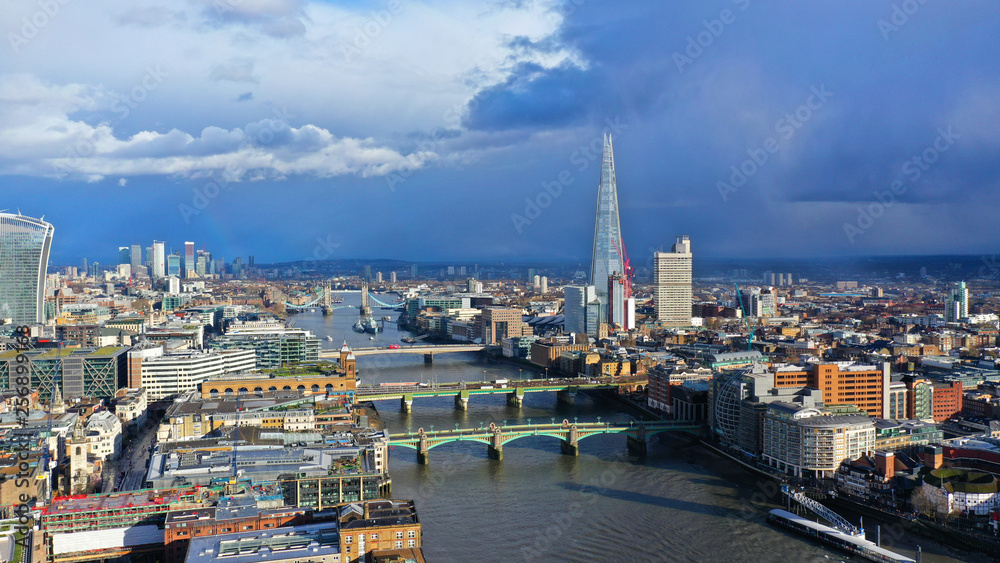 Aerial drone photo of iconic landmark building called 