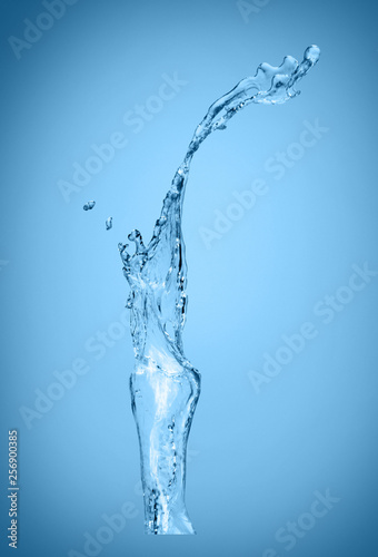 blue color water splash isolated on empty background, studio photo