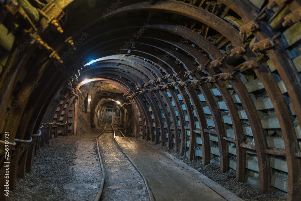 Underground corridor in an old gold mine and arsenic