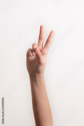 Wallpaper Mural Woman hand gestures-body language isolated on white background Torontodigital.ca