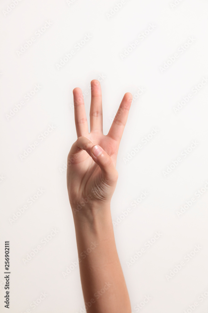 Woman hand gestures-body language isolated on white background