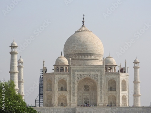 Taj Mahal on a bright and clear day.