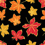 seamless pattern of ornamental fall leaves