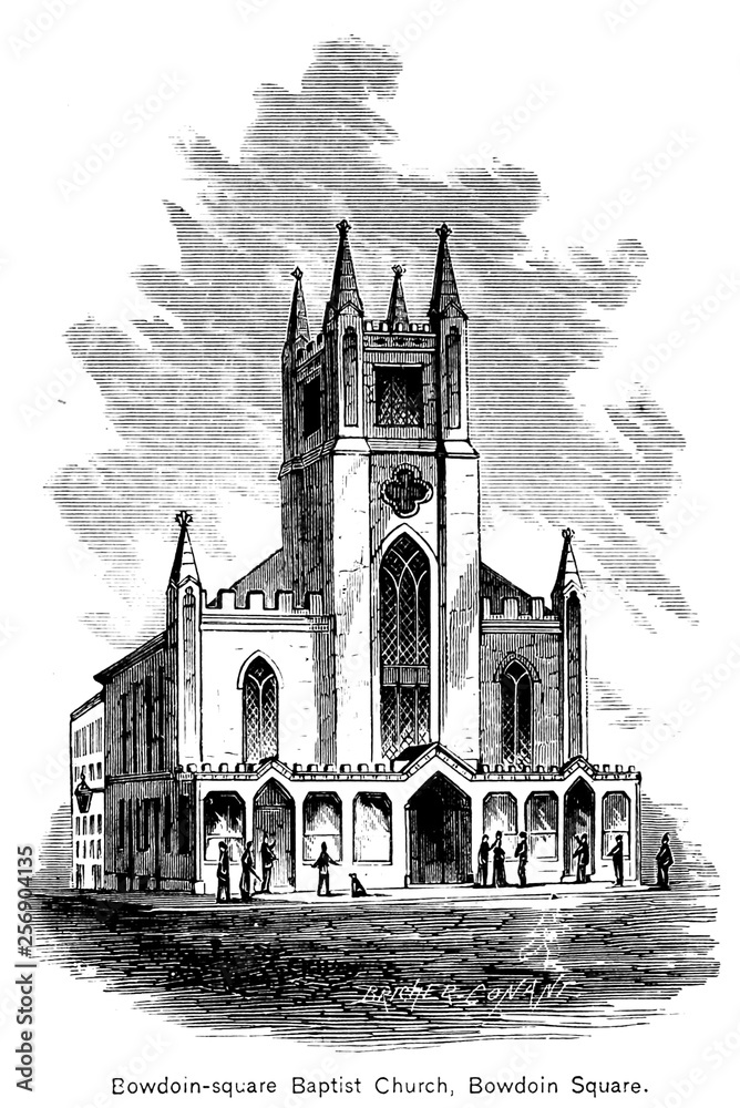 Fototapeta premium Boston city. Engraving illustration