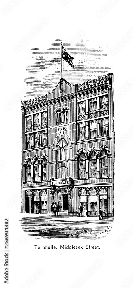 Obraz premium Boston city. Engraving illustration