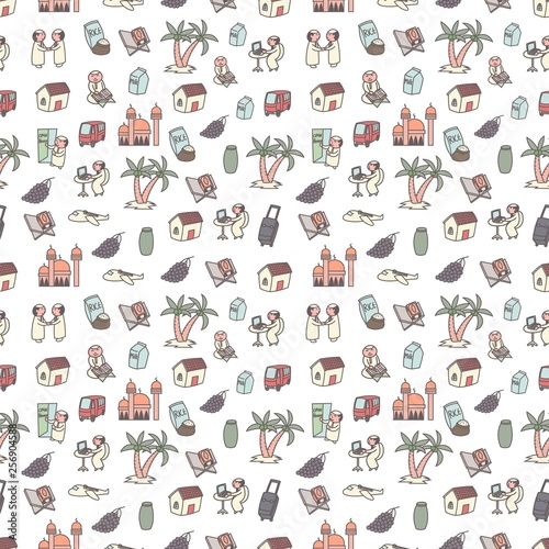 Ramadan seamless pattern  cartoon doodles