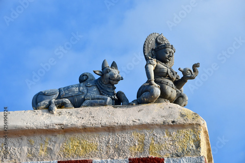 India, West Bengal, Cape Comorin (Kanyakumari). Fragment of the roof of the ancient Hindu temple Kanyakumari-Amman