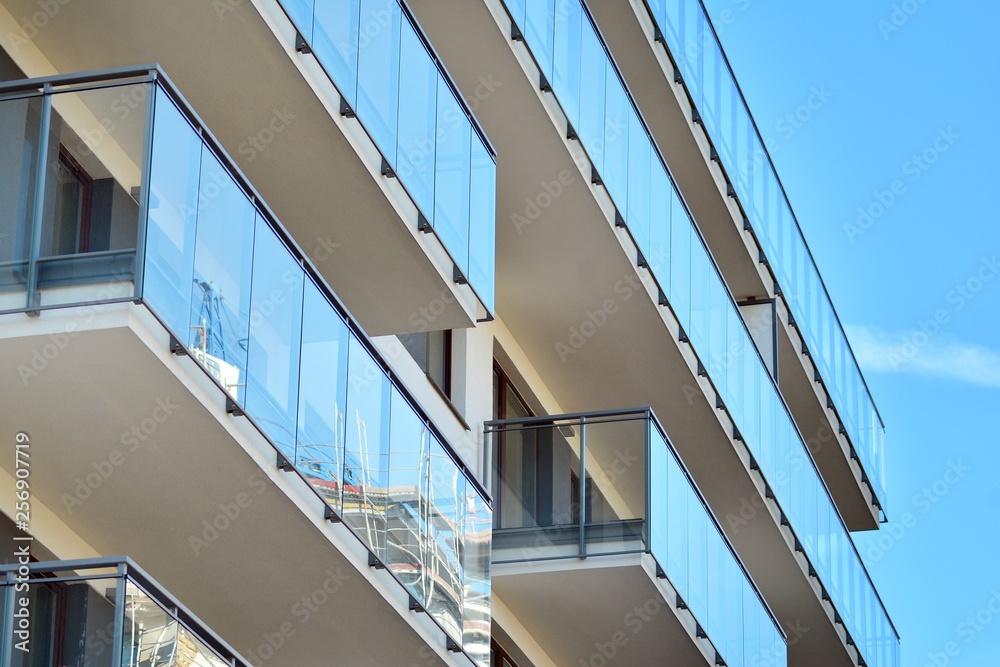 Contemporary residential building exterior in the daylight Contemporary residential building exterior in the daylight