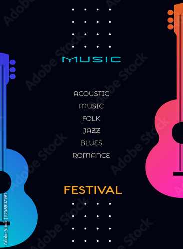 Acoustic guitar silhouette poster