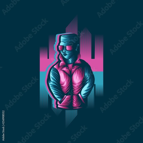 Man city Retro Vector illustration