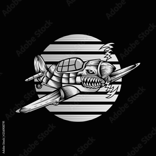 Shark Hurricane ariplane Vector illustration