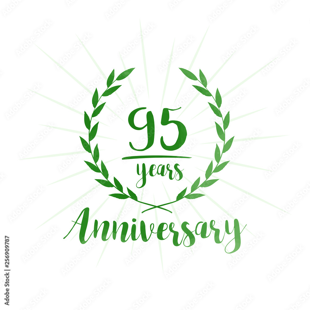 95 years anniversary celebration logo. Anniversary watercolor design template. Vector and illustration.