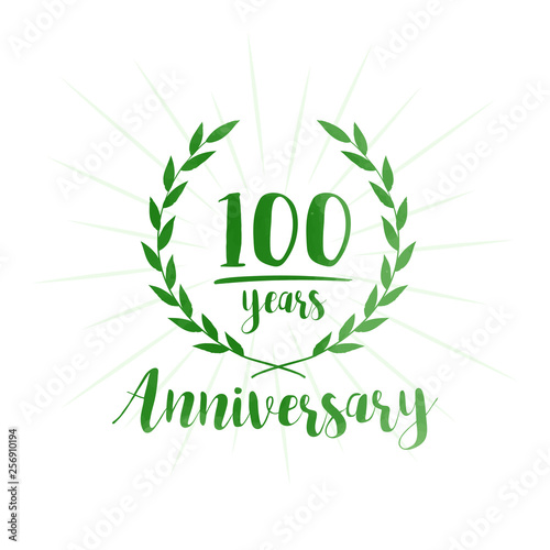 100 years anniversary celebration logo. Anniversary watercolor design template. Vector and illustration.