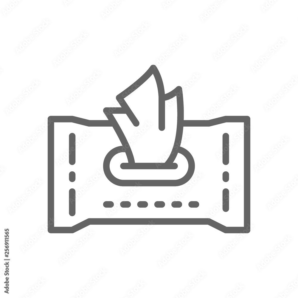 Paper wet wipes line icon. Isolated on white background Paper wet wipes line icon. Isolated on white background
