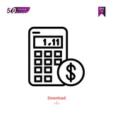 Outline calculator icon. calculator icon vector isolated on white background.marketing . Graphic design, mobile application,professions icons 2019 year, user interface. Editable stroke. EPS10 format