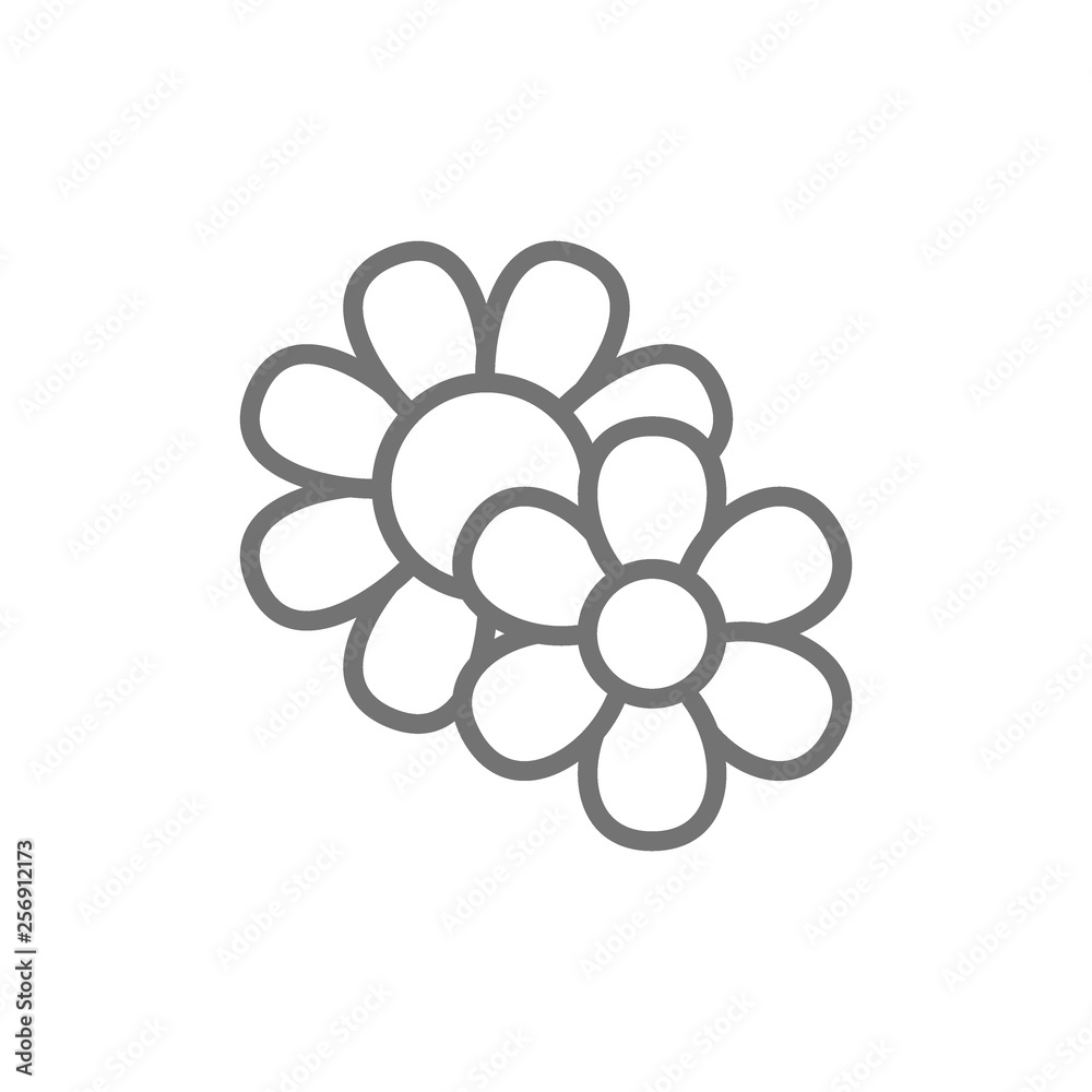 Field flowers line icon. Isolated on white background Field flowers line icon. Isolated on white background