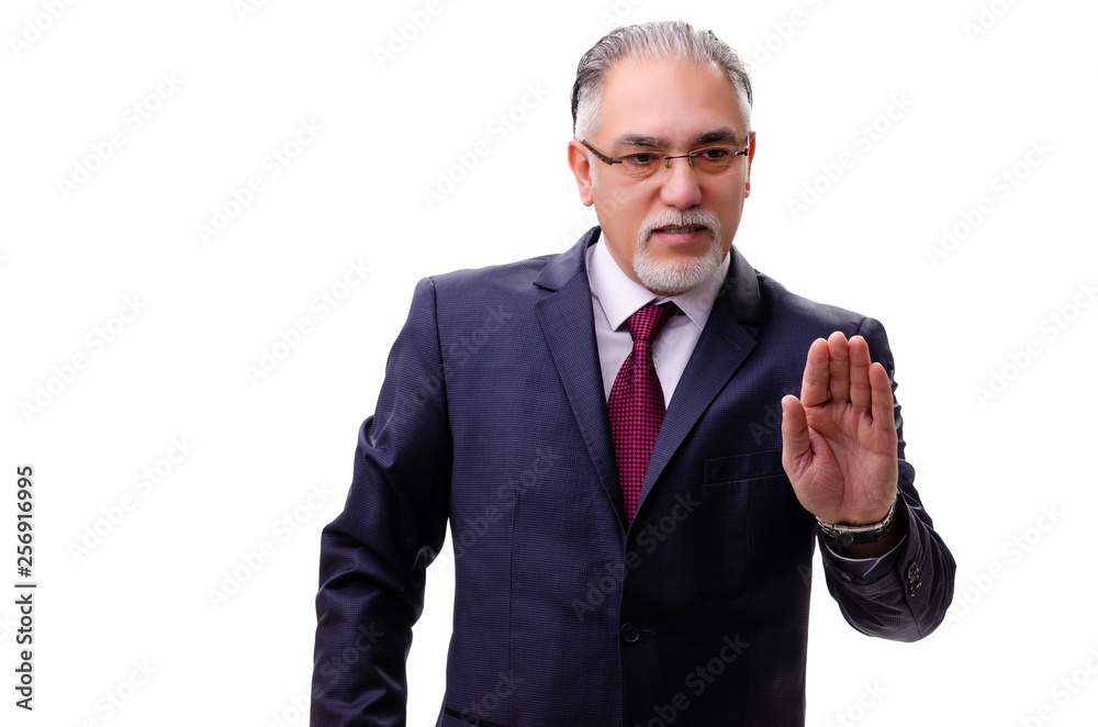 Aged businessman employee isolated on white Aged businessman employee isolated on white