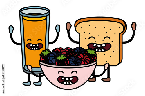 delicious kawaii breakfast cartoon
