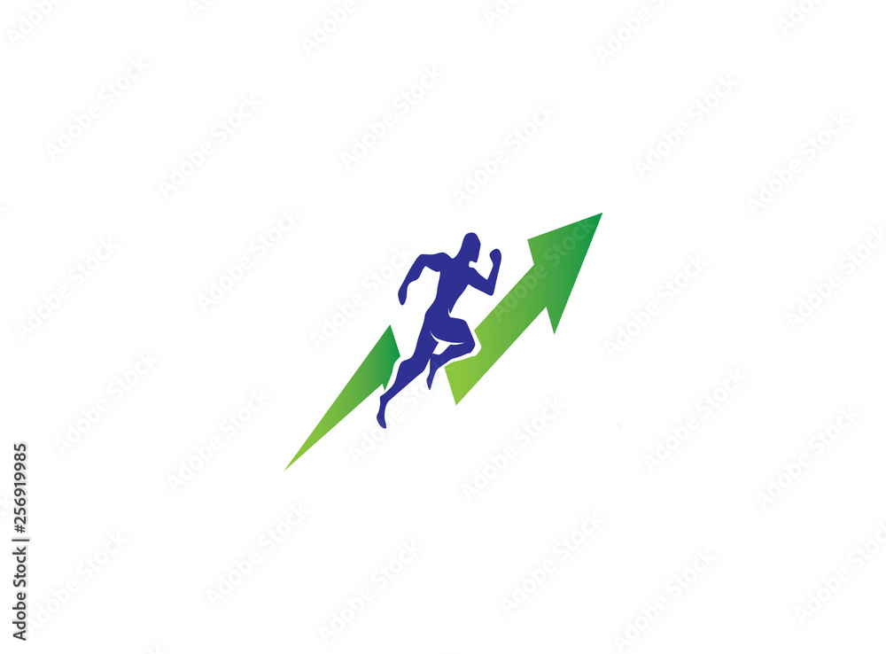 Arrow Speed sprinter an athlete run fast for logo design illustration