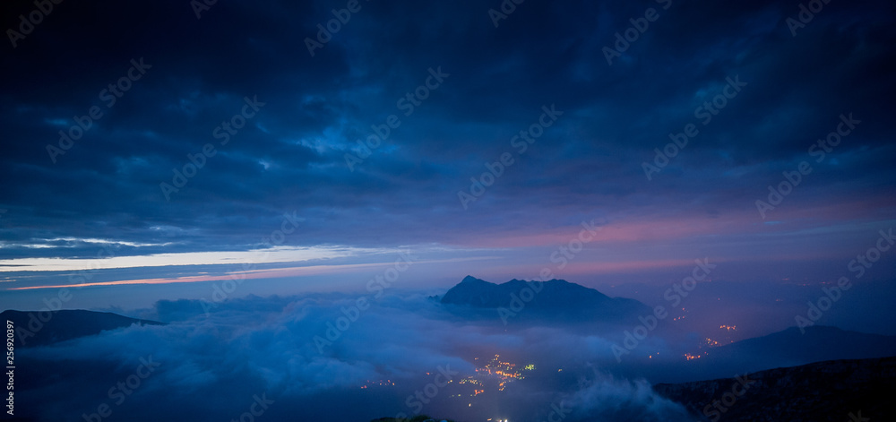 sunrise view from the summit of the mountain