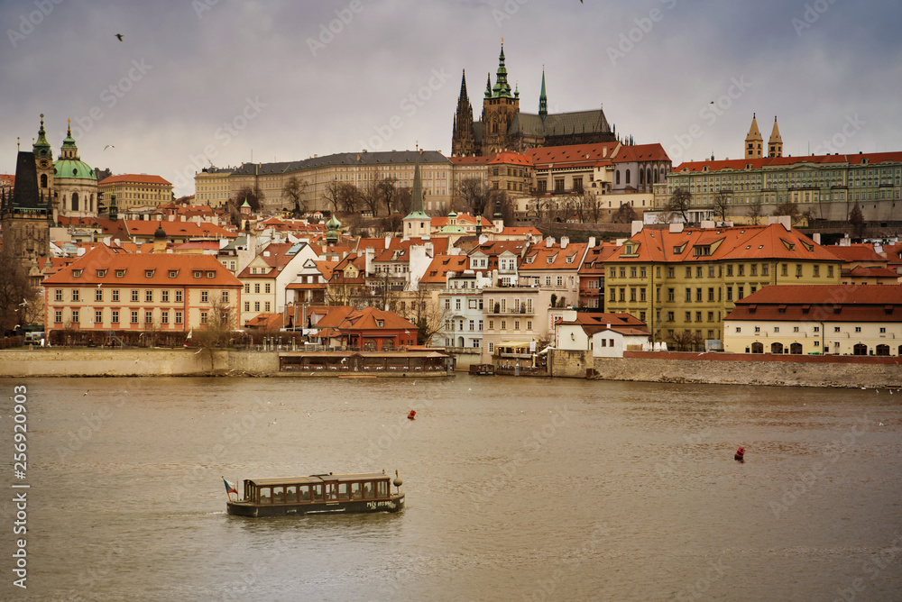 Prague, Czech Republic - March 04, 2019: Old Town - the historic district of Prague in the Prague 1 area on the right bank of the Vltava