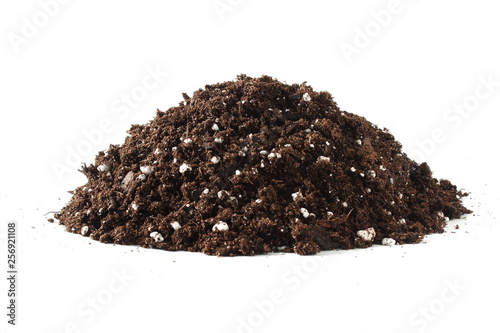 heap of organic potting soil on white  background