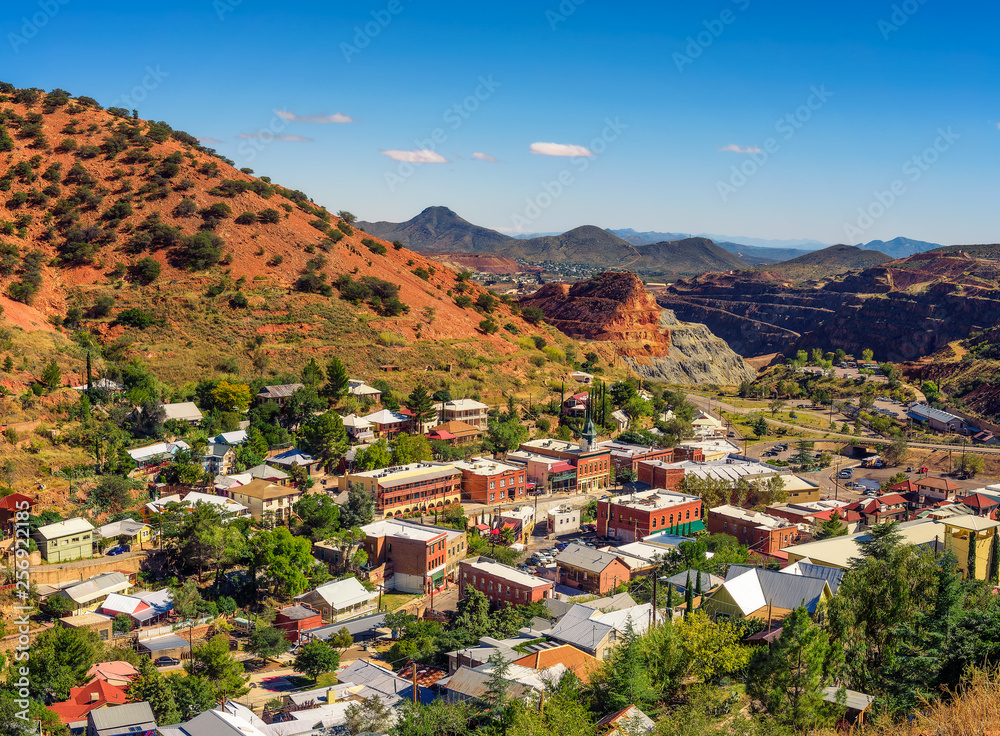 Former mining town of Bisbee and Mule Mountains in Arizona