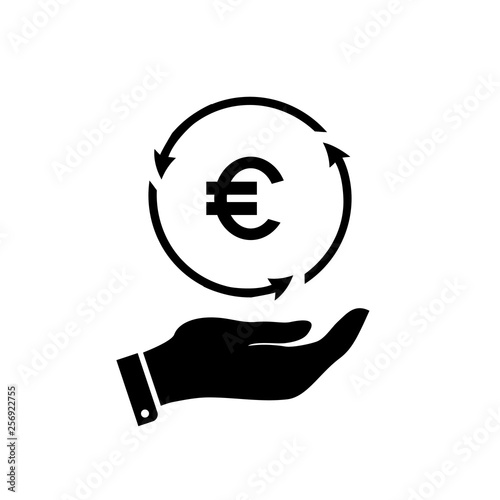 Euro money  on hand icon vector for investment and stock market concept