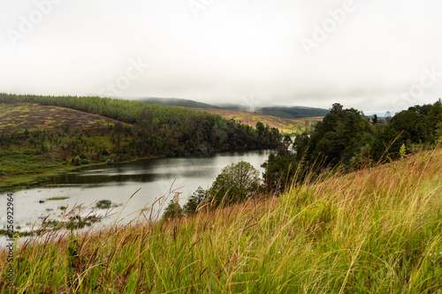 landscape with dam lake