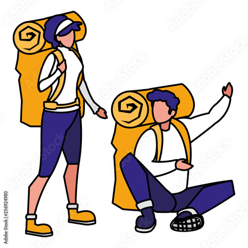 adventurous couple with travelbag